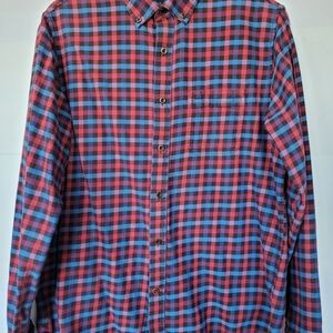 Argyle Culture Men's Red and Blue Checkered Shirt Size L